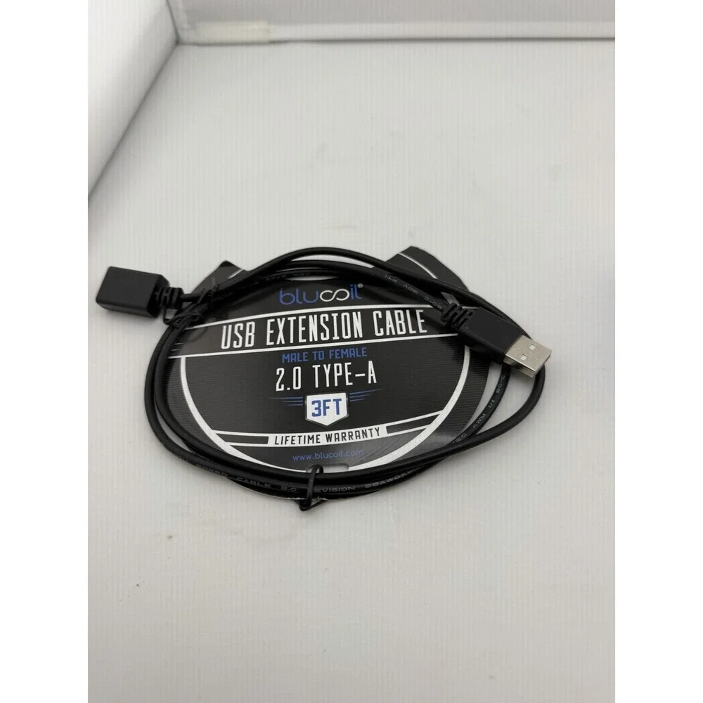 Blucoil Type A Hub with 4x USB 3.0 Ports Black and USB Extension Cable 2.0 TypeA